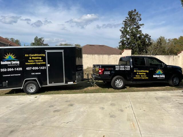 When you need an emergency AC repair, we bring the entire workshop to your driveway. Our Sunshine Cooling & Heating service trucks and trailers are fully stocked with the tools and parts needed for immediate HVAC troubleshooting. When you need an emergency AC repair, we bring the entire workshop to your driveway. Our Sunshine Cooling & Heating service trucks and trailers are fully stocked with the tools and parts needed for immediate HVAC troubleshooting.